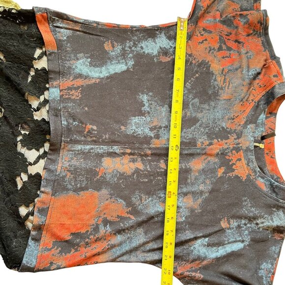 Kaktus Tunic Top XL Long Sleeve Lace Hem Trim Multicolor Black Blue Purple Brown - Picture 9 of 11